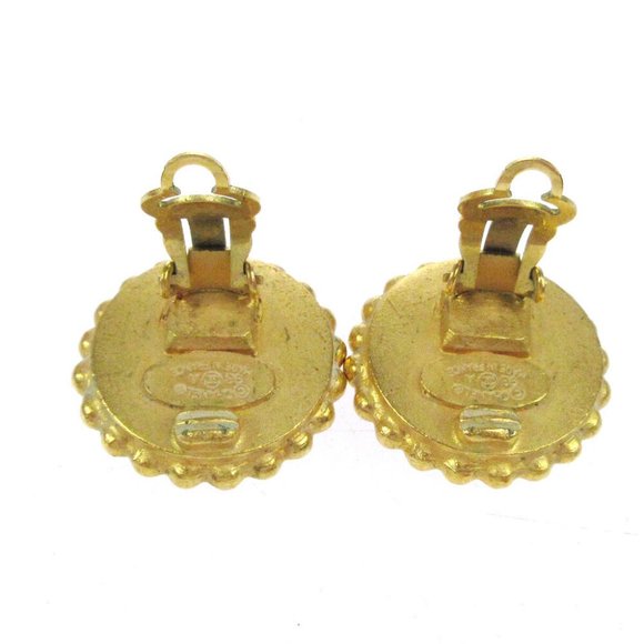 CHANEL CC Logos Button Motif Earrings Gold-Tone Clip-On 93A Accessories AK38487k - Picture 3 of 4